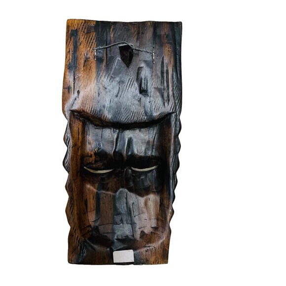 Hand-Carved African Tribal Wooden Mask Native Plaque Face 12" x 6" x 2" - Picture 4 of 4